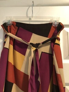 Apostrophe A-Line Color Block Retro Skirt w/ Sash - Fall 70s Inspired - Picture 1 of 9