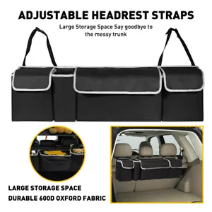 Universal Car Cargo Back Seat Storage Bag Trunk Oxford Organizer w/ 4 Pocket - Picture 1 of 12