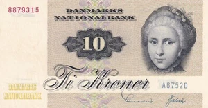 Denmark, 10 Kroner, 1975, p48e , Serial Number: 8879315 - Picture 1 of 2