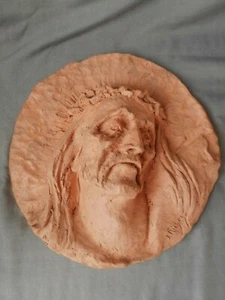 MEDAILLON DU CHRIST EN TERRE CUITE SIGNE HENRI LOUIS RICHON 1863/1939 DIAM. 29CM - Picture 1 of 6