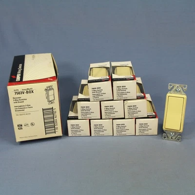 10 interruptores de luz de parede balancim decorador residencial 3 vias Cooper marfim 15A 7503V - Imagem 1 de 4