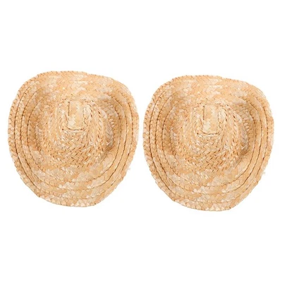  Mini Cappello Di Paglia 2 Pezzi Mini Cappelli Di Paglia Artigianali Topper Per - Immagine 1 di 4