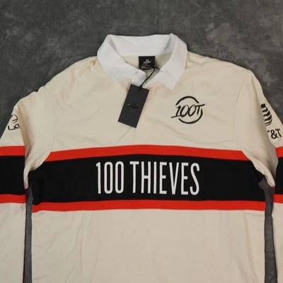 100 Thieves Rugby Shirt Mens XL Long Sleeve Esports Sponsor Team Jersey Gaming - Image 1 of 4