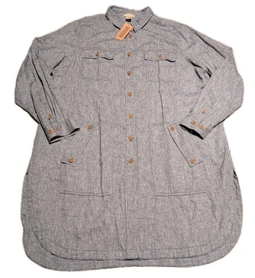 NWT Duluth Trading Co Womens Artisan Hemp Duster Shirt Size XL Gray Button Up - Image 1 of 4