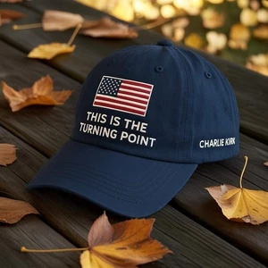 Charlie Kirk Hat "This Is Turning Point Quote" Embroidered Navy Classic Hat - Picture 1 of 4