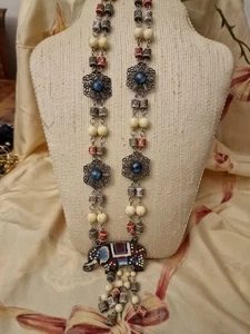 Collana Bigiotteria Metallo Elefante  L. Cm. 61 10x7 vintage (V3) ^ - Picture 1 of 7