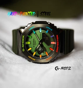 Hand-Painted G-Shock GM-2100 | Steel Rainbow Royal Oak | Custom CasiOak Watch - Picture 1 of 4