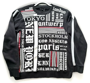 INC International Concepts AOP Sweatshirt Pullover Mens L Paris Tokyo Milan - Picture 1 of 7