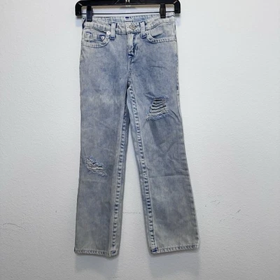 True Religion Kids Jeans Size 8 Straight Leg Blue Denim Distressed Look - Image 1 of 4