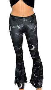 Dollskill Goth Gothic Bats Moon Stretch Velour Bell Bottoms Pants XS NWT Cosplay - Picture 1 of 3