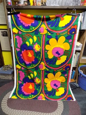 Tela Vintage Marimekko 1973 RARA Karuselli Hippie hermosa floral Foto 1 de 4