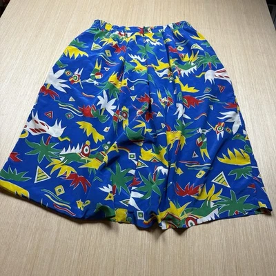 Saia abstrata feminina vintage Diane Von Furstenberg tamanho 12 palmeiras tropicais pássaros - Imagem 1 de 4