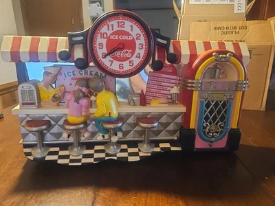Vintage Coca-Cola 50's  3D Ice Cream Soda Fountain Diner Wall Hanging Clock 1992 - Image 1 of 4