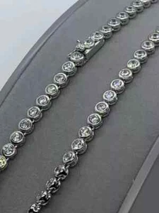 14k White Gold Plated 3MM Lab Created Diamond 18" Gift Tennis Necklace Bezel Set - Picture 1 of 4