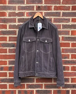 All Saints Mens INU Suede Trucker Jacket MEDIUM Denim style Biker Bomber - Picture 1 of 11