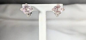 Pendientes de diamantes y morganita de oro blanco de 18 quilates - Imagen 1 de 5