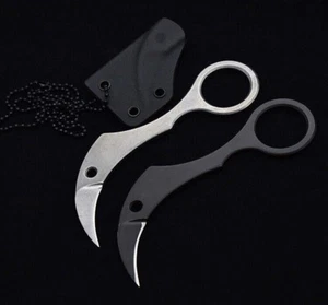 Cuchillo táctico de hoja fija Karambit espiga completa D2 hoja cuchillo de caza supervivencia - Imagen 1 de 11