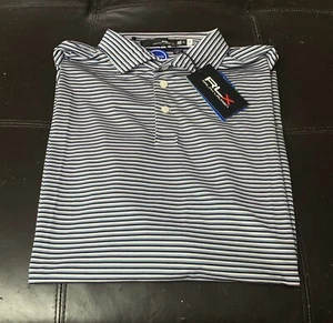 Nuevo con etiquetas Polo RLX Ralph Lauren Polo de Golf para Hombres Talla Pequeña Azul Rayas Absorbente D16 - Imagen 1 de 9