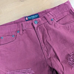 Southpole Men's Size 34x34 Burgundy Rock Style Distressed Denim Jeans - Picture 1 of 8