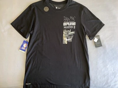 Nike Dri-fit San Antonio Spurs Black T Shirt Court Short Sleeve Adult Medium - Image 1 of 4