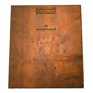 Antique Interwoven Hosiery Sock Company West-Virginia Copper Printing Plate - Picture 1 of 10
