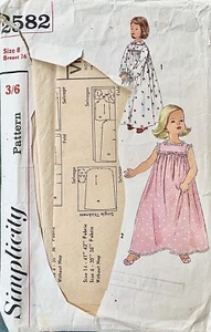 SIMPLICITY 2582 1950’s Girls’ Pyjama Nightgown Sewing Pattern - Size 8. - Picture 1 of 2