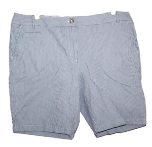 Talbots Woman Blue & White Striped Seersucker Chino Shorts Plus Size 16W Bermuda - Picture 1 of 8