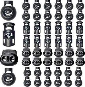 48pcs Upgraded Plastic Cord Lock Draw String Clip with Spring Toggle Stoppers - Picture 1 of 6
