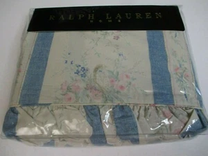 RARE Ralph Lauren Samantha Blue Pink Floral Scalloped Ruffled Flat Sheet - Queen - Picture 1 of 11