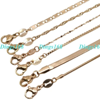 Cadena de collar italiana rellena de oro rosa de 18 quilates genuina para hombre y mujer 16/18/20"/22/24" Foto 1 de 4