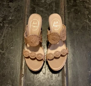 Women's Jack Rogers Leigh Designer Wedge Slide Platform Sandals Cognac Size 8.5 - Picture 1 of 7