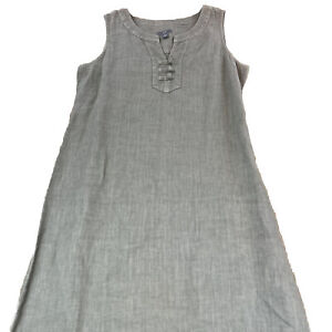 J Jill Love Linen Midi Dress Womens Sage Tan Sleeveless Minimalist Comfort XS