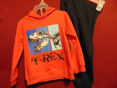 T-REX Dinosaurio 2 piezas Sudadera con Capucha y Pantalones 24M - Rojo y Negro - por Kidgets NUEVO con ETIQUETA Foto 1 de 4