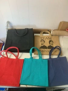Hessian Tote Shopping Bags New X 10 - Picture 1 of 9