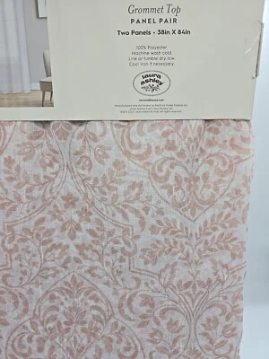 Par de cortinas Laura Ashley 2 paneles superiores con ojales rosa floral 38x84 Winchester Foto 1 de 4