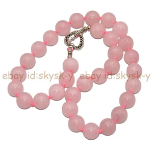Natural Pink Rose Quartz 8/10/12/14mm Round Gems Beaded Jewelry Necklace 16-48'' - Picture 1 of 9