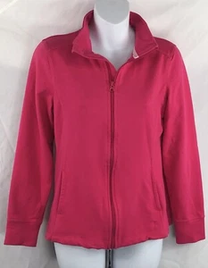 Danskin Now sporty jacket S Pink full zip pockets mock collar cotton blend - Picture 1 of 4