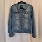 Cavalini Denim Collection Lightly Distressed Button Front Jacket Size Medium