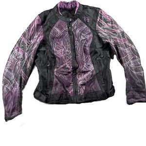 Harley Davidson Women Floral Tribal Eagle Mesh Purple Motorcycle Riding Jacket S - Picture 1 of 11