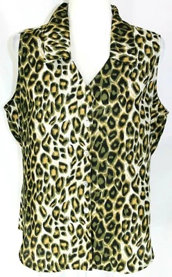 Selene Sport Para Mujer L Sin Mangas Botón Frontal con Cuello Verde Dorado Negro Cuello en V Foto 1 de 4