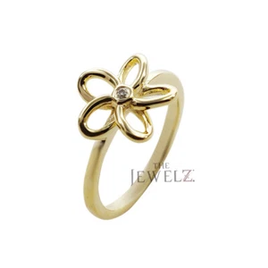14K Gold 0.03 CT VS/F-G Diamond Flower Design Ring Size-3 to 8 US- The Jewelz - Picture 1 of 4