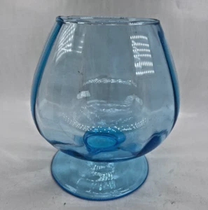 Fish Bowl Betta water bowl Tank VTG Blown Blue pedestal Glass Carnival Prize pet - Picture 1 of 8