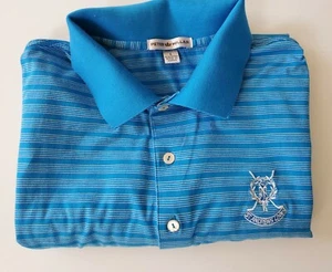 PETER MILLAR MEN'S 100% Cotton BLUE WHITE STRIPS POLO SHIRT SIZE L - Picture 1 of 8