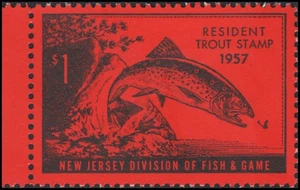 US state revenue-New Jersey MNH VF 1957 trout stamp - Picture 1 of 1