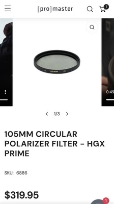 Promaster HGX 105mm CPL Circular Polarizer Filter. Code 8216 - Image 1 of 4