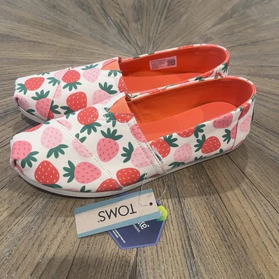Новый с Ярлыками Toms береза весна клубника напечатано холст классический Alpargata размер 8 туфли - Изображение 1 из 4