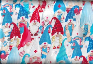 45" 100% cotton Novelty fabric "Caring Gnomes" by Benartex Fabrics - Picture 1 of 1