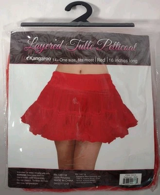 Red Tulle Short Skirt Petticoat One Size* Cosplay Fantasy Costume  - Image 1 of 2