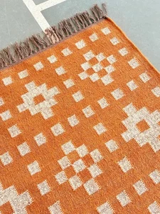 Wool Jute Vintage Kilim Rug moroccan navajo rug tribal southwestern kilim rug - Picture 1 of 5