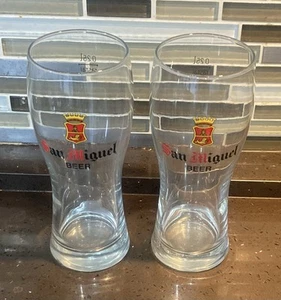 San Miguel 8oz Short Beer Glasses (Set of 2) Made in the Philippines Brand New! - Picture 1 of 1